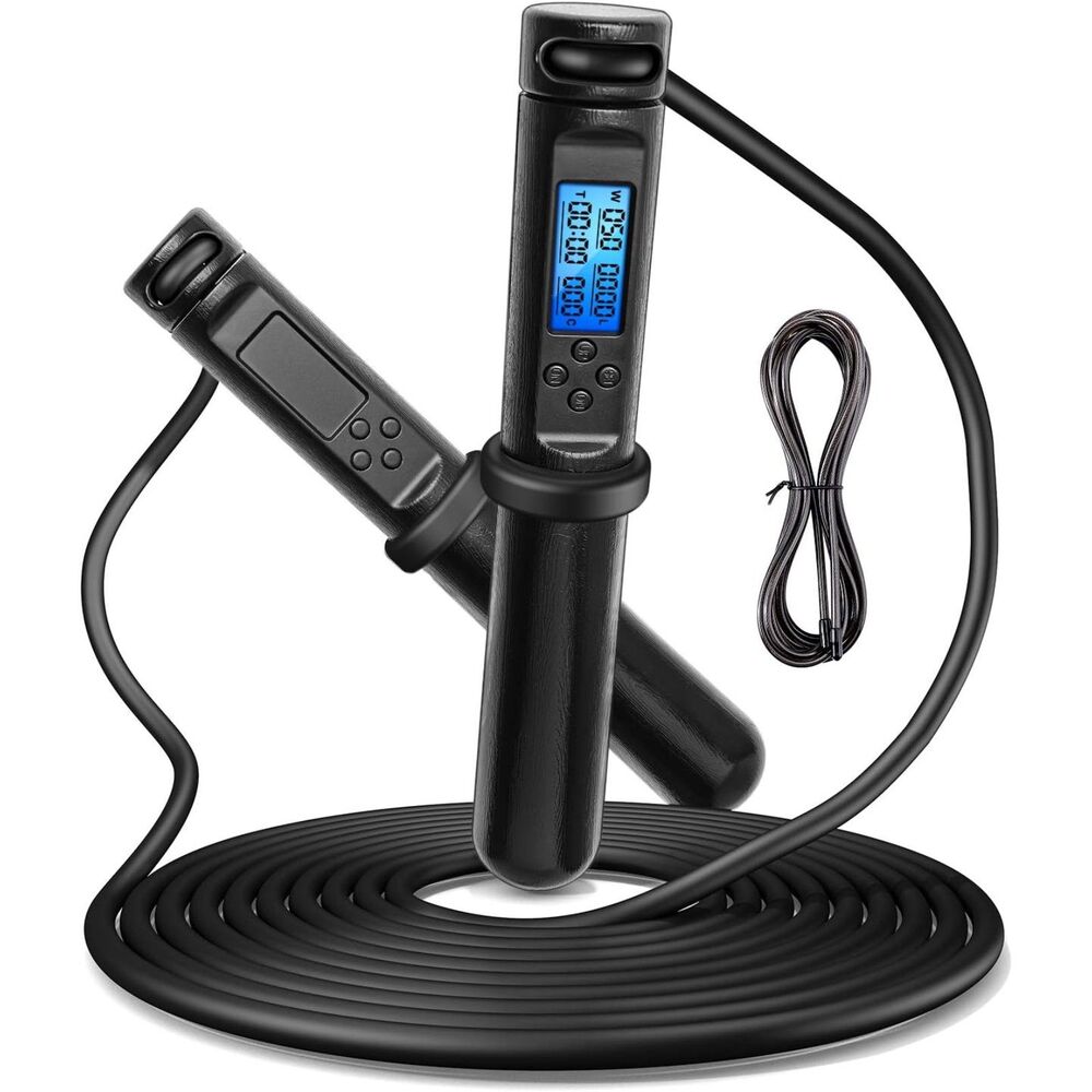 Digital Jump Rope w Counter Adjustable Speed Rope Calorie Timer Fitness